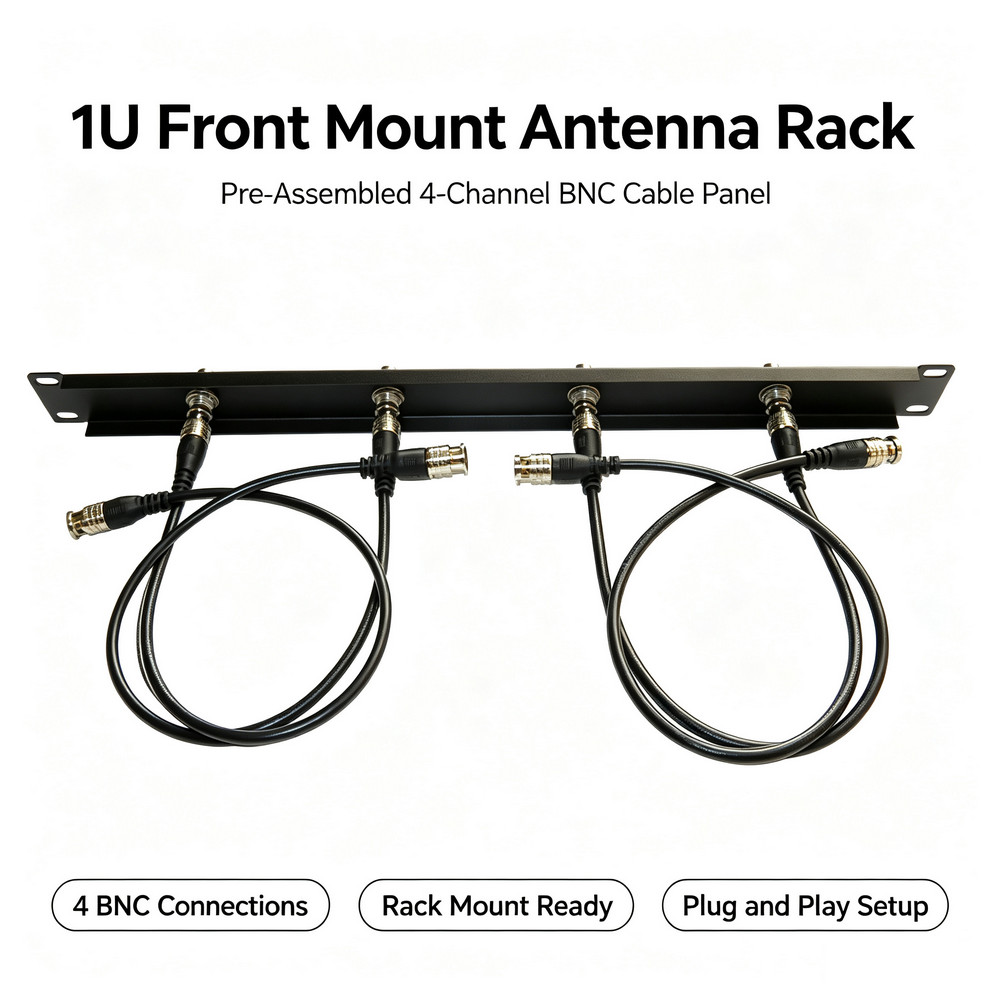 1U Front Mount Antenna Rack Kit for Shure, Sennheiser, Audio Technica, Samson