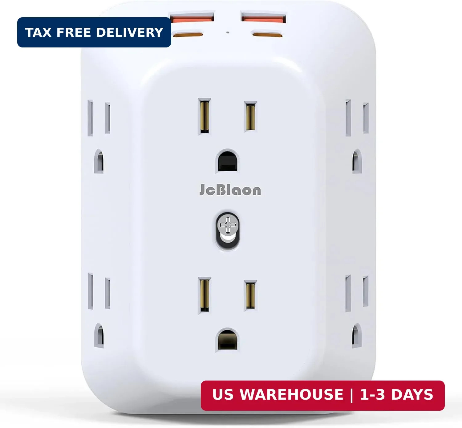 Multi Plug Wall Outlets, 6-Port Outlet Extender with 4 Charging USB Ports (2 USB