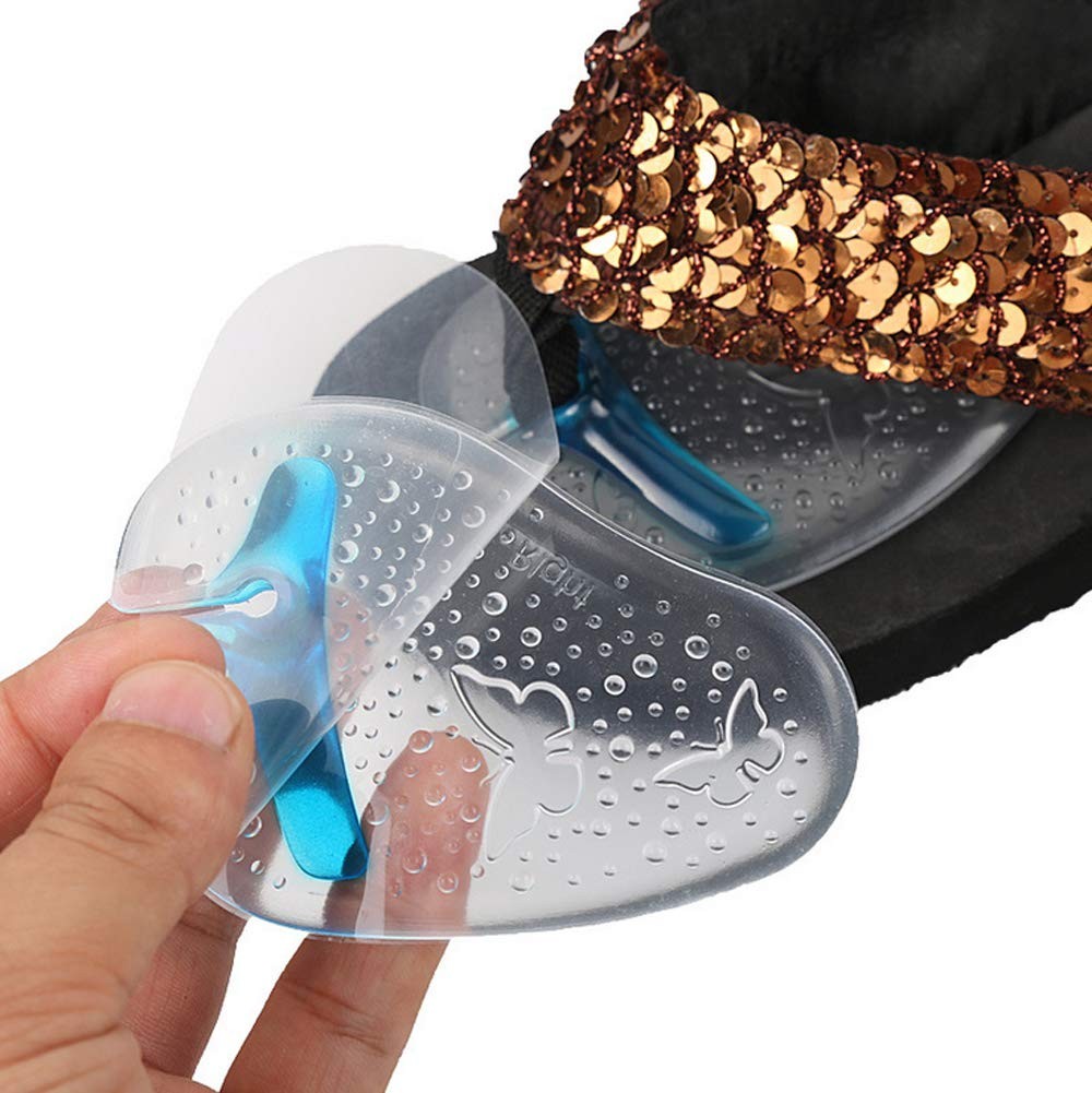 3 Pairs Clear Butterfly Pattern Silicone Thong Sandal Forefoot Insoles Pads F...