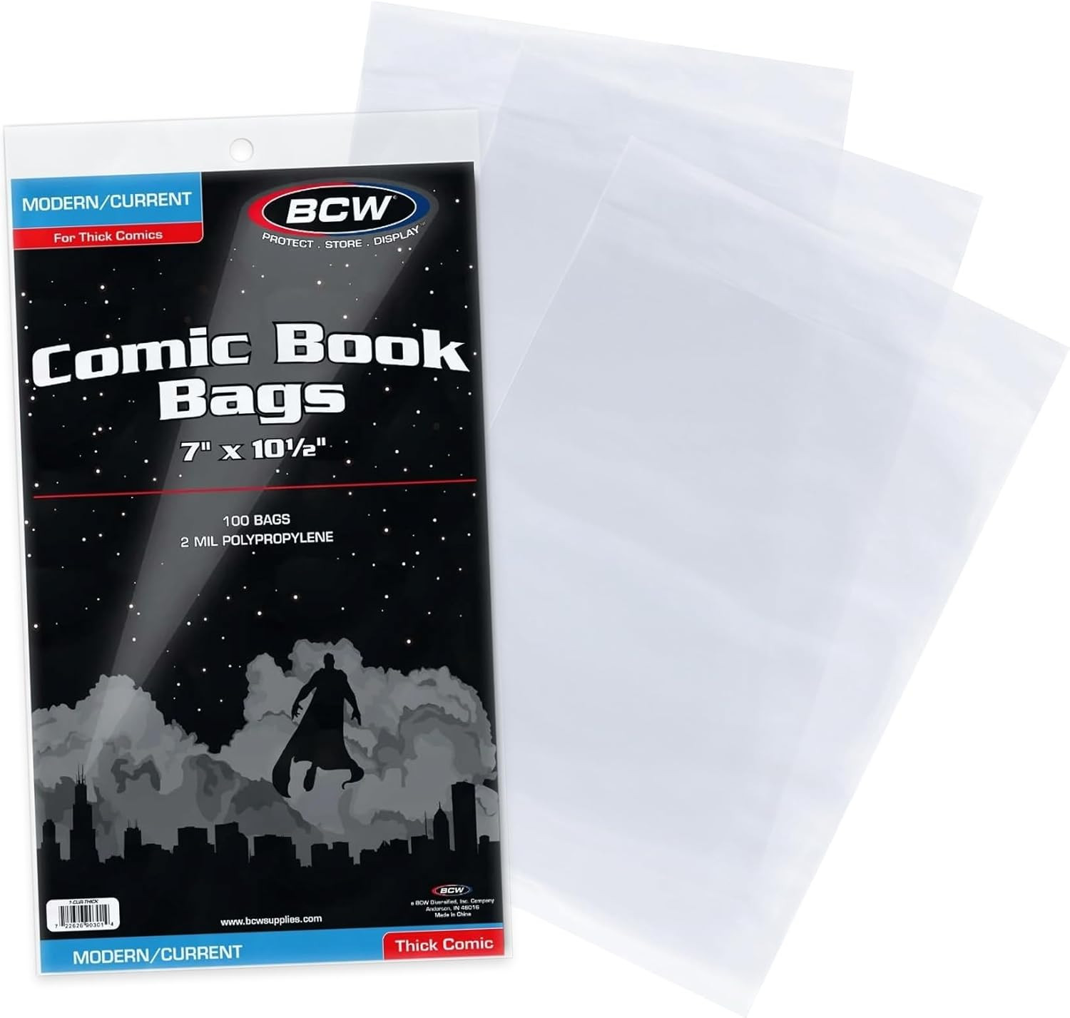 Thick Current/Modern Comic Bags - 100 Ct | Acid-Free Modern Comic Bags for Curre