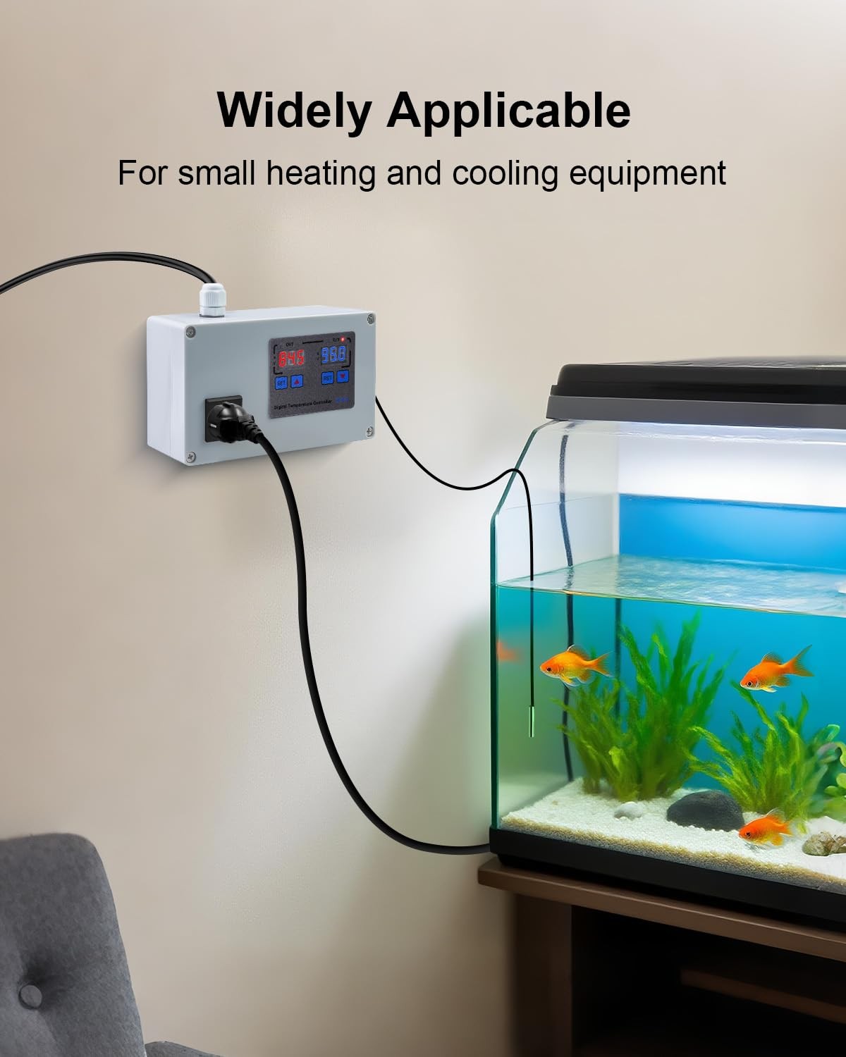 1100W Digital Temperature Controller, 110V 10A Thermostat Switch with Waterpr...
