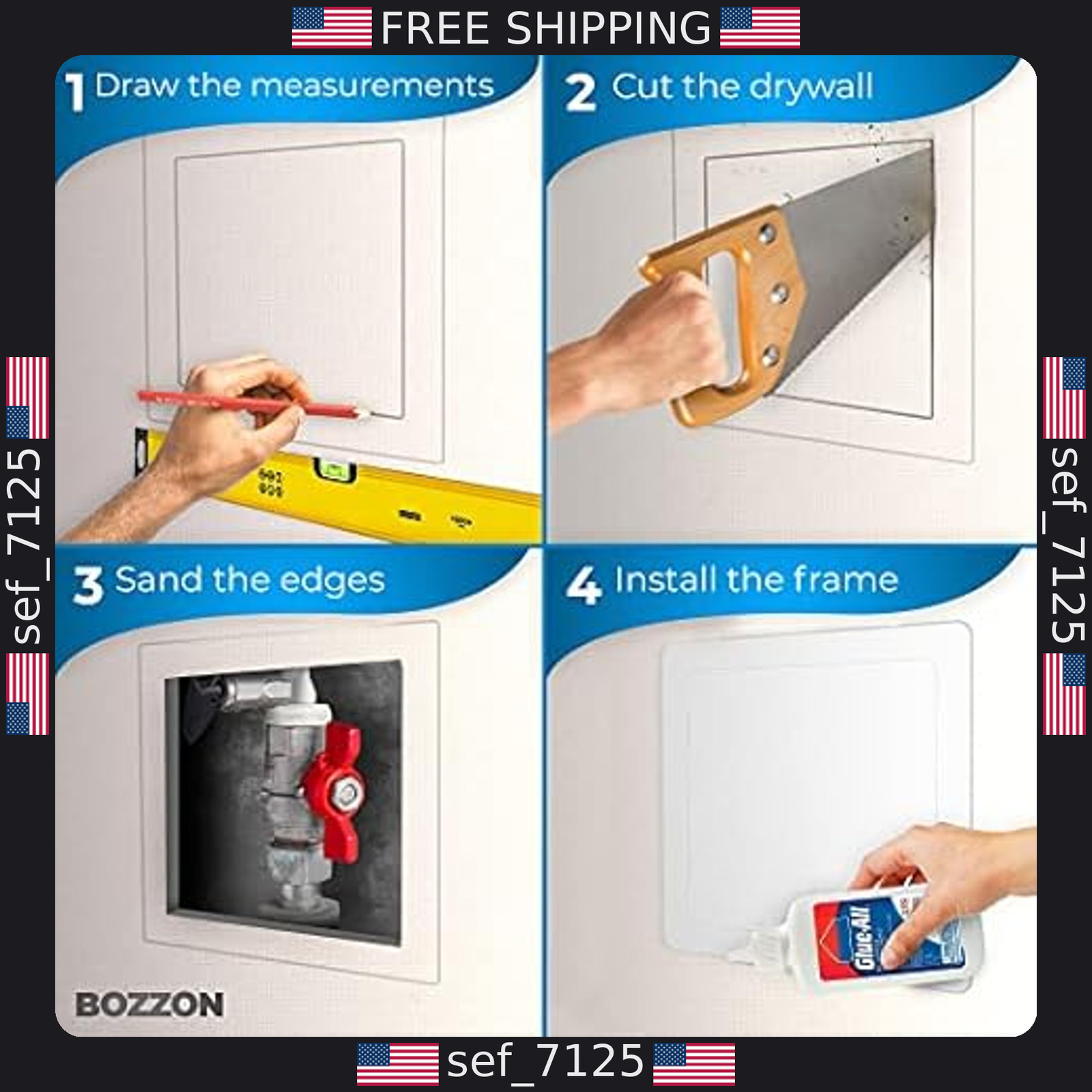 10x10 Inch Drywall Access Panel - Durable Plastic White Wall Cover Door