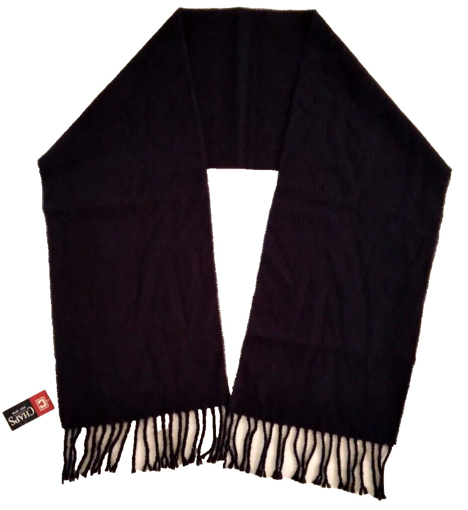 NWT CHAPS Fringe Scarf Dark Blue Acrylic Italy MSRP $50