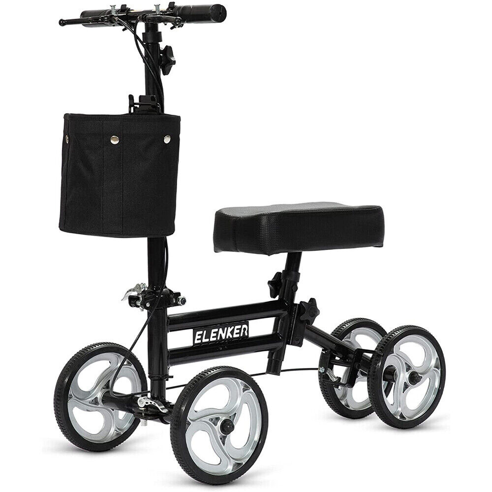 Black Deluxe ELENKER Knee Scooter Walker Steerable Foot Injuries Ankles Medical