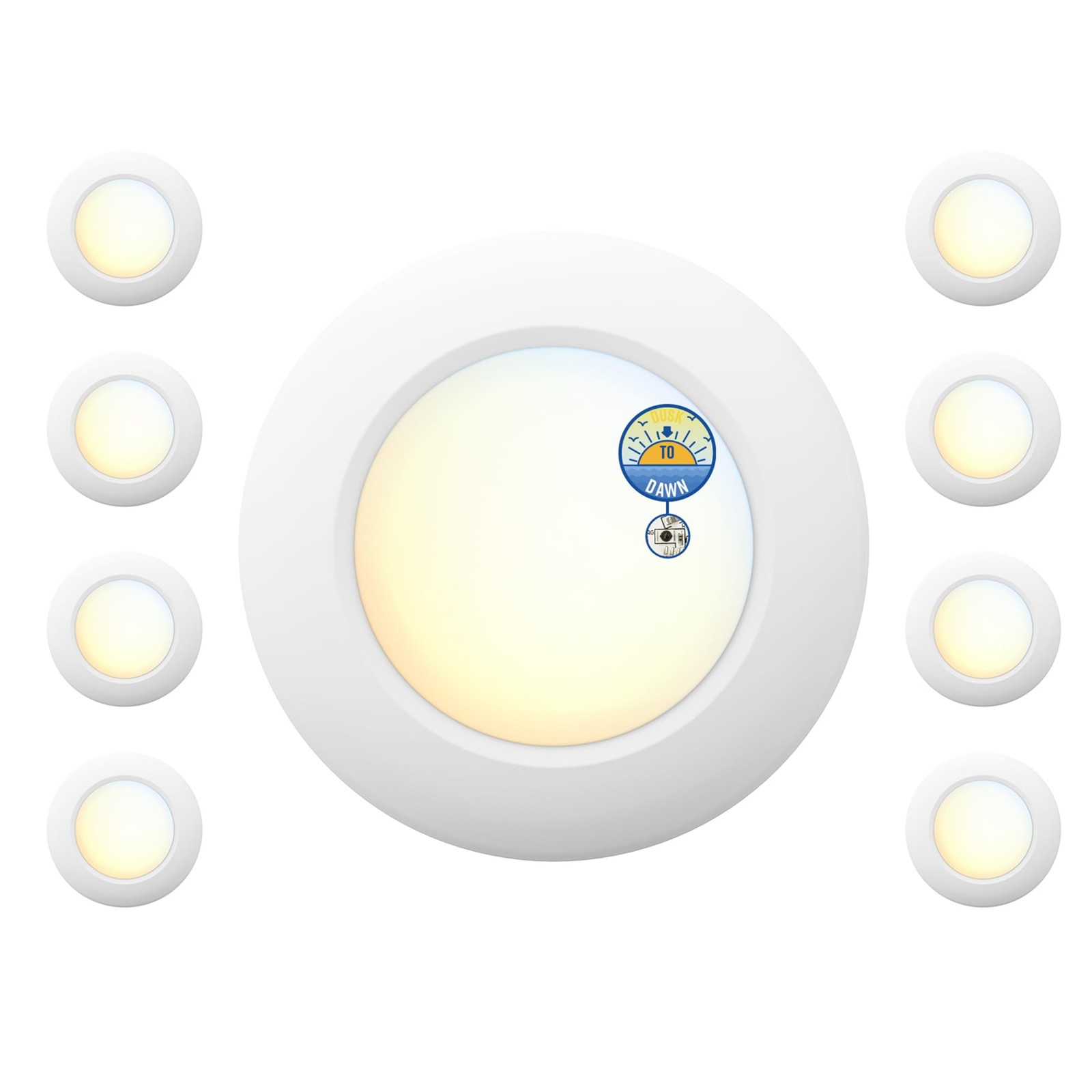 JULLISON 6 Inch LED Low 6inch, 8 Packs 5CCT White With Dust to Dawn Sensor