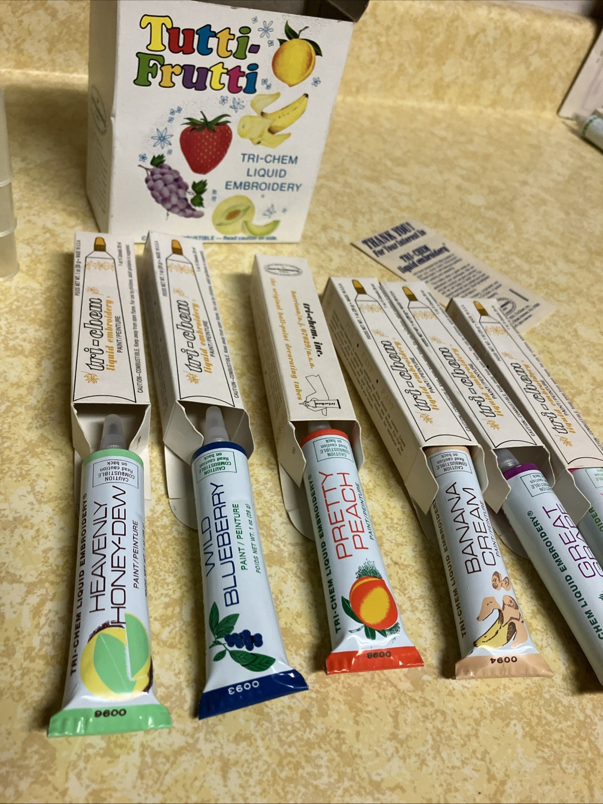 Tri-Chem Liquid Embroidery 6 Colors Tubes Paint, Tutti Frutti 0833 Set.