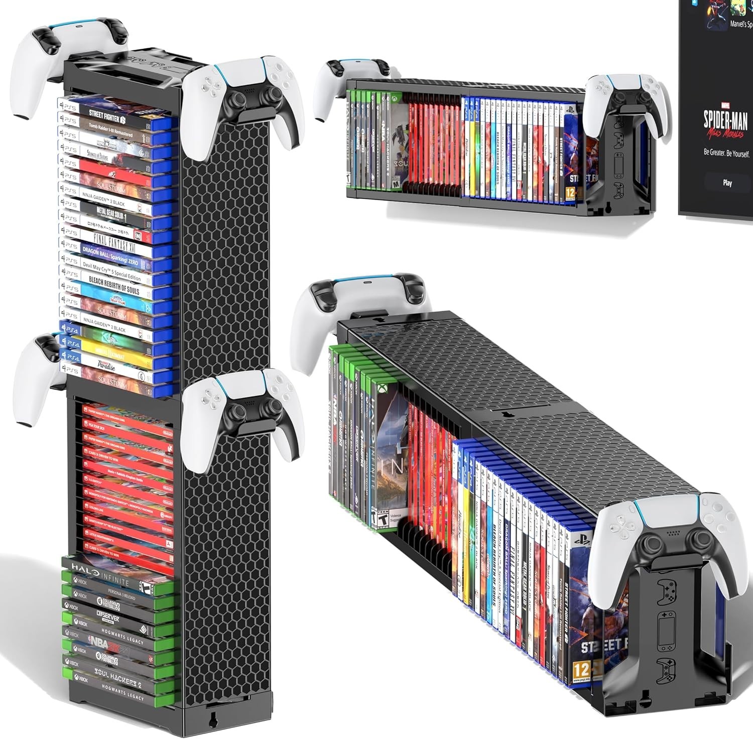 Space-Saving 2-Tier Game Disc & Accessory Storage Tower