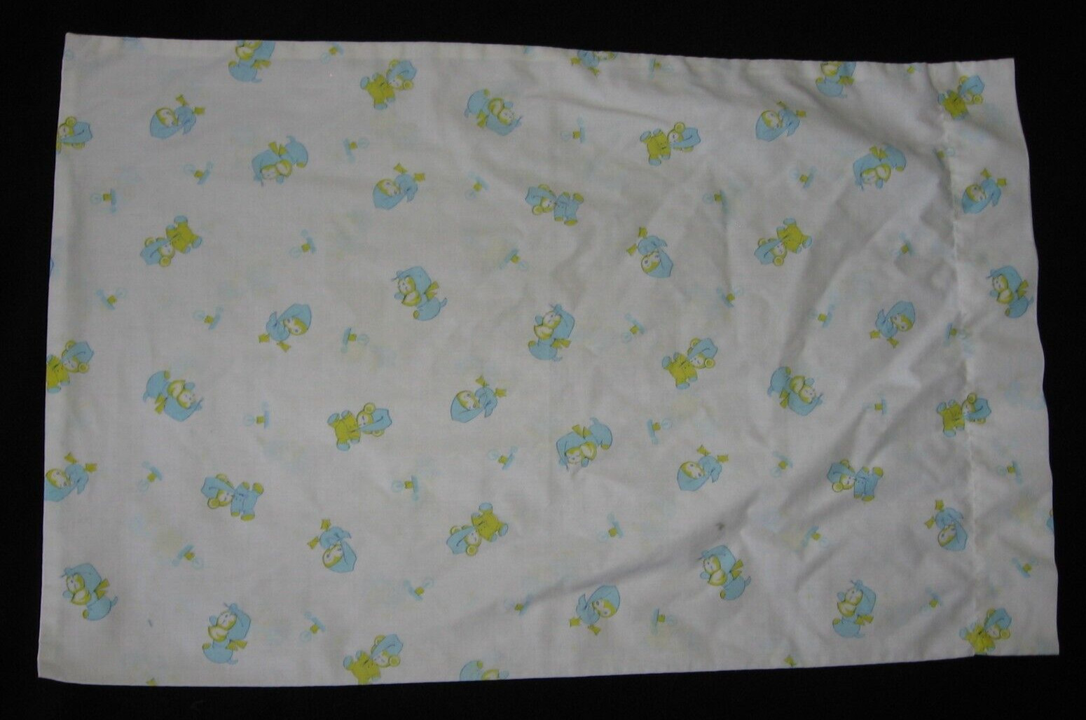 Vintage Child's Pillowcase Duck Teddy Bear Puppy Nightcap Candle Print Baby
