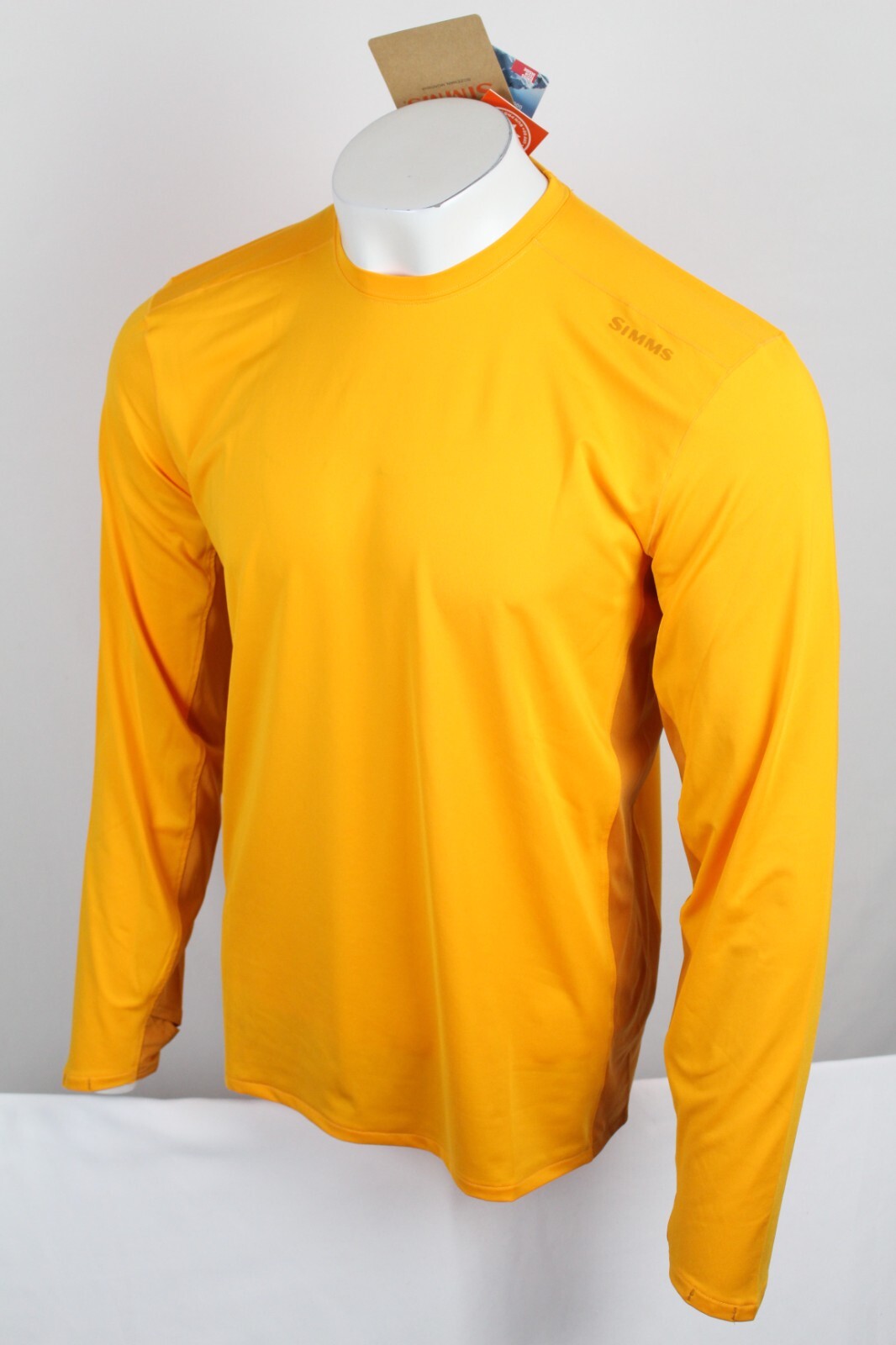 Simms Fishing Men's Long Sleeve Shirt XL SolarFlex UPF 50+ Crew Sunrise Sun Glow