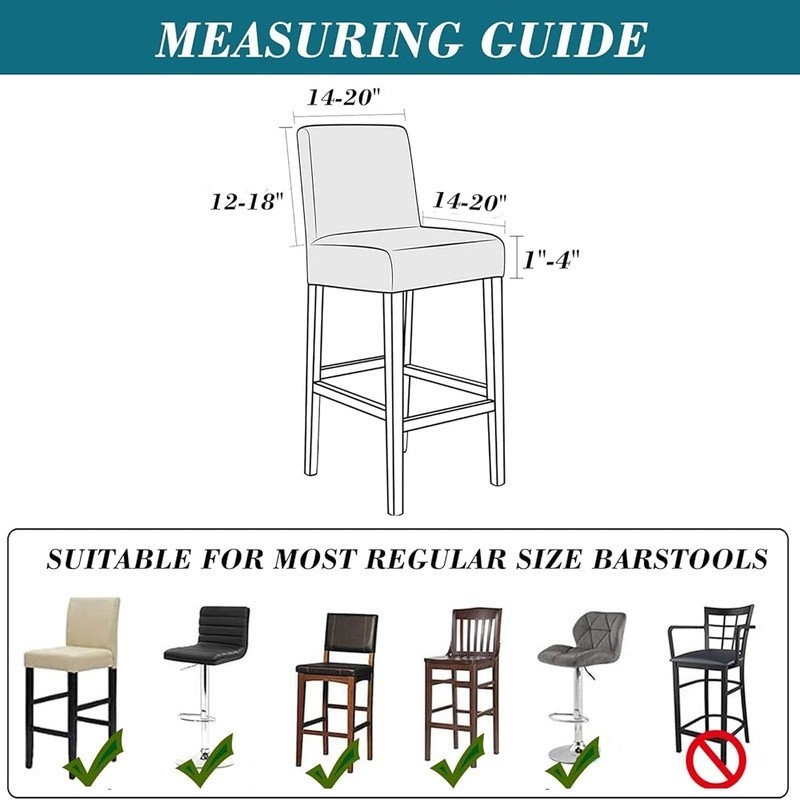 Waterproof Stretch PU Bar Stool Covers Slipcovers Easy Fit Home Dining Kitchen