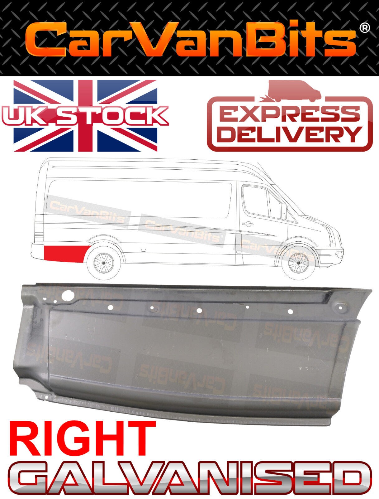 FOR MERCEDES SPRINTER VW CRAFTER LWB 2E MK1 BEHIND REAR WHEEL ARCH REPAIR PANEL
