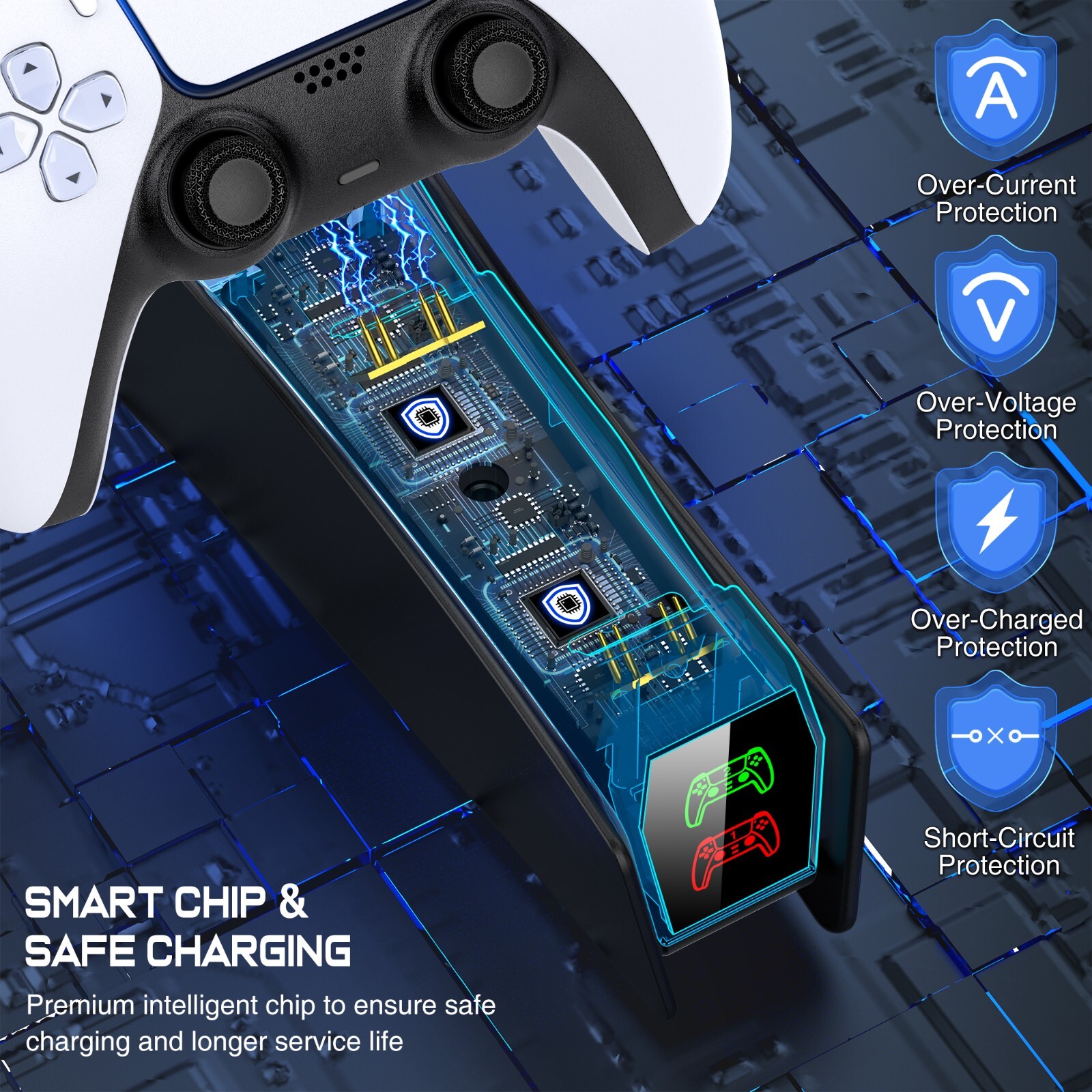 PS5 Controller Charger,DualSense PlayStation 5 Controller Charging Dock Station