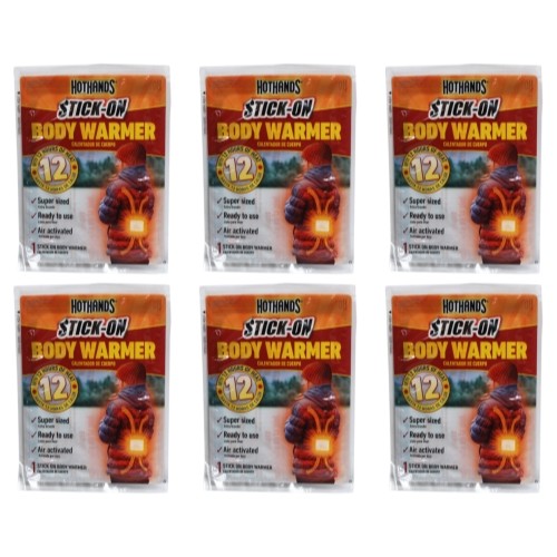 HotHands Supersize Body Warmer with Adhesive Up to 12 Hours of Heat Pack of 6
