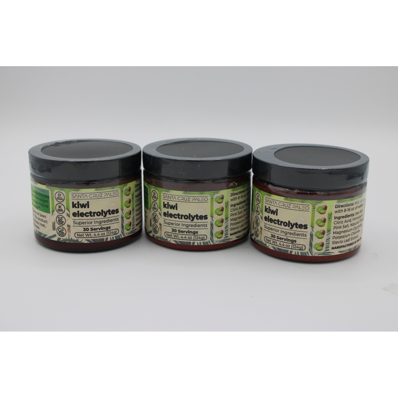 Santa Cruz Paleo Kiwi Electrolytes Powder 30 Servings 4.4oz 3 Pack Exp 01/27