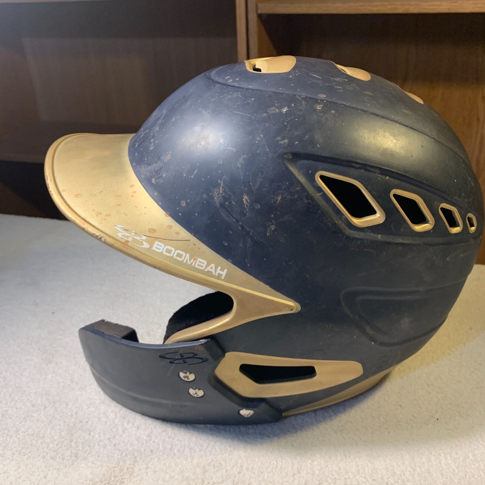 Boombah Baseball Helmet - Navy Blue And Gold used 6 1/4 - 7 BBH2-JR
