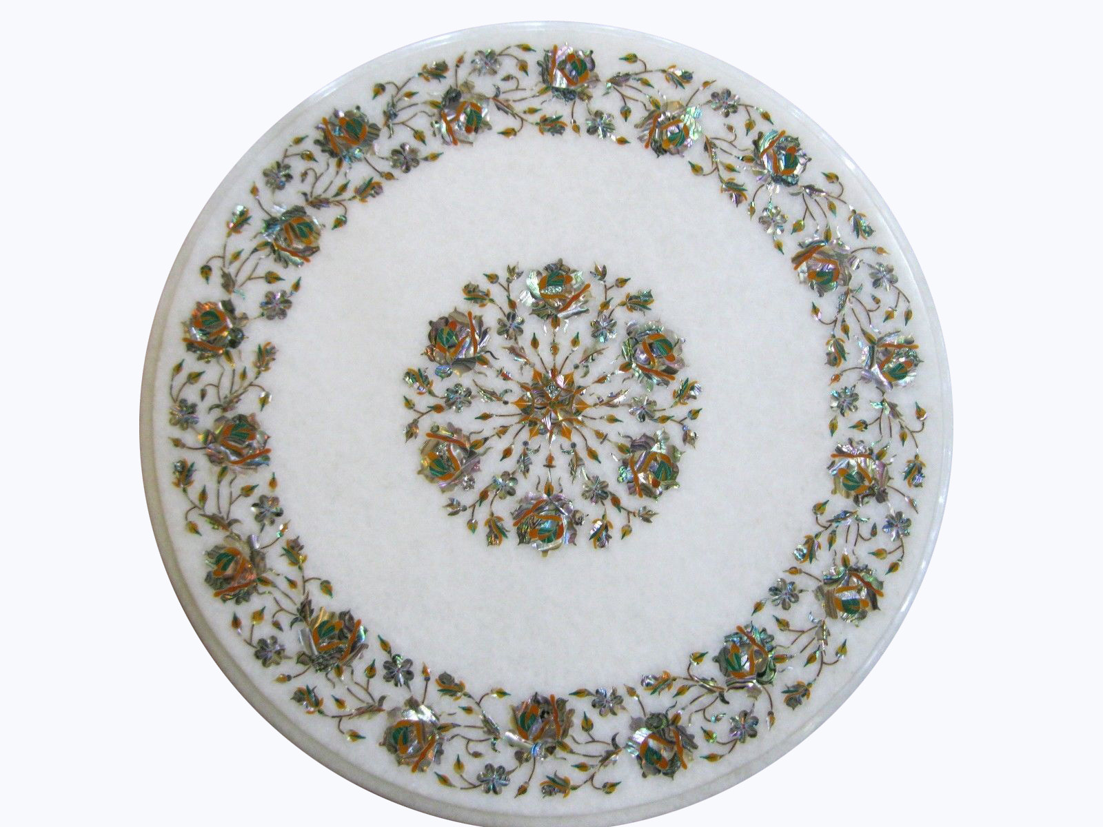 16" Marble side Table Top Inlay Pietra dura Floral Inlay Home Decor And Garden
