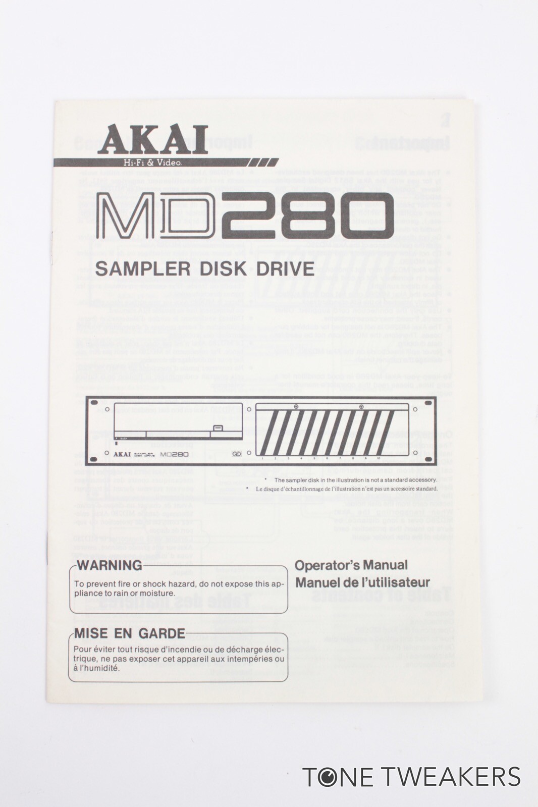 Akai MD280 Sampler Disk Drive Owner Manual s612 Instruction VINTAGE SYNTH DEALER