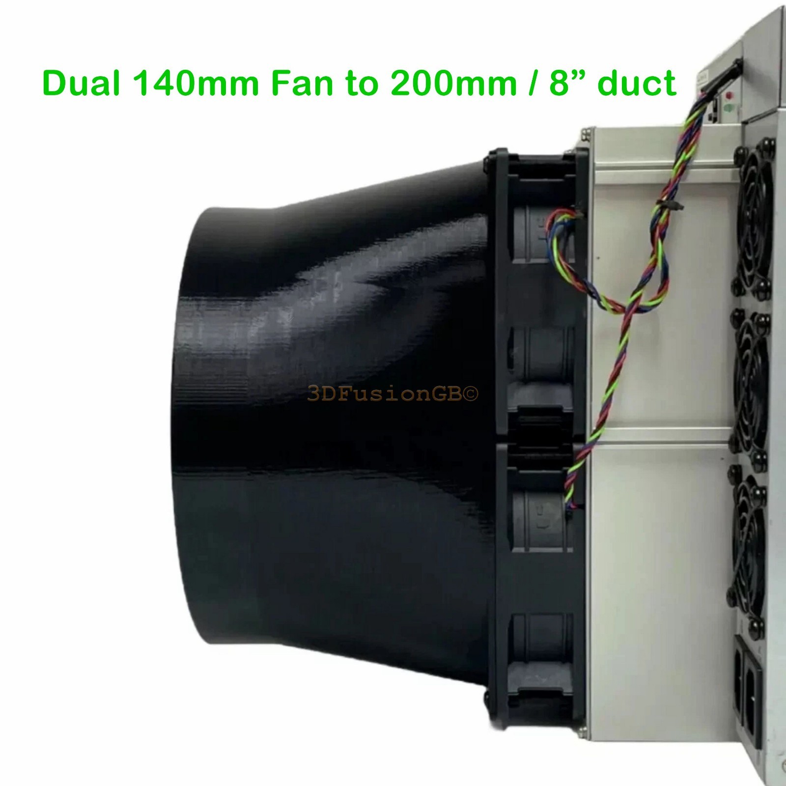 Antminer S21++ S21+ Pro XP Shroud 8" Dual 140mm Fan 200mm Duct Adapter