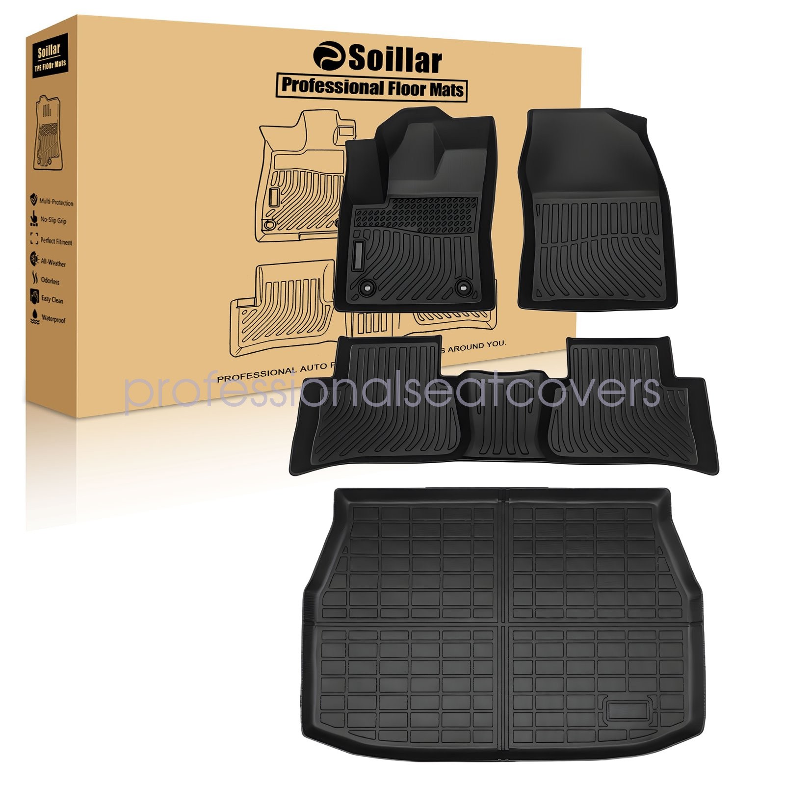 TPE Floor Mats Liners & Trunk Cargo Liner Set For 2018-2022 Toyota C-HR 4-Door