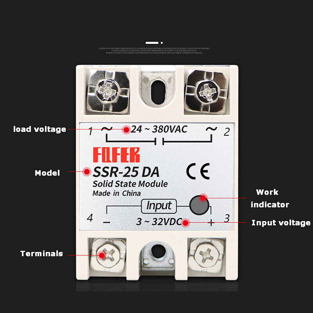2-10Pcs SSR-25DA Solid State Relay Module 25A DC3-32V Input AC24-380V Output USA