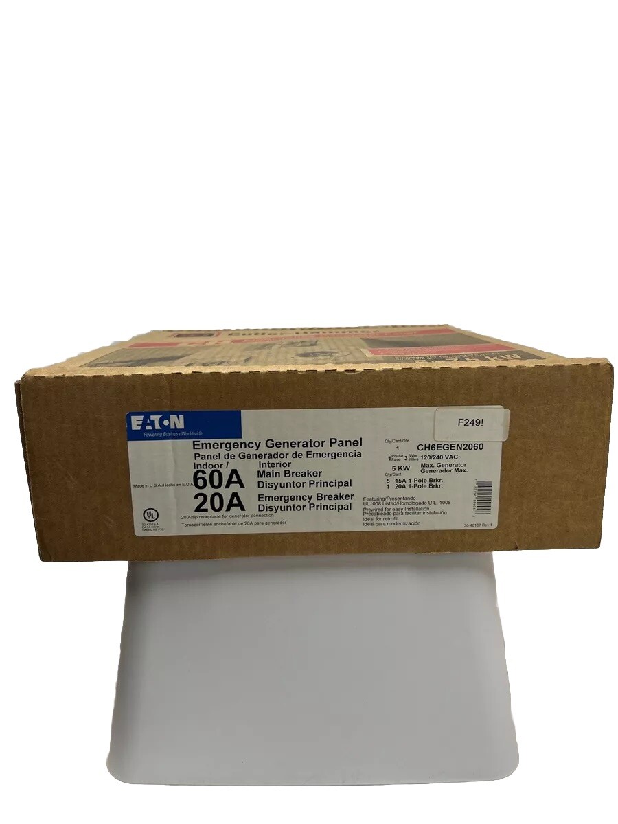 🔥Eaton CH6EGEN2060 Emergency Generator Panel, 6-Breaker, Indoor Install🔥