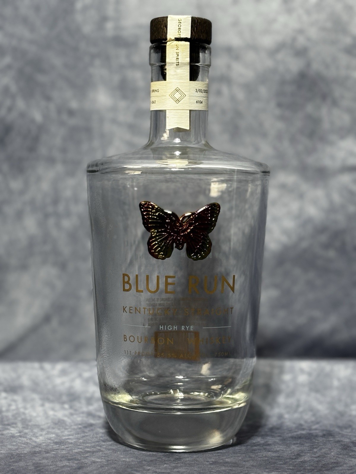 Blue Run Kentucky Straight High Rye Bourbon Whiskey Decorative Decanter Bottle