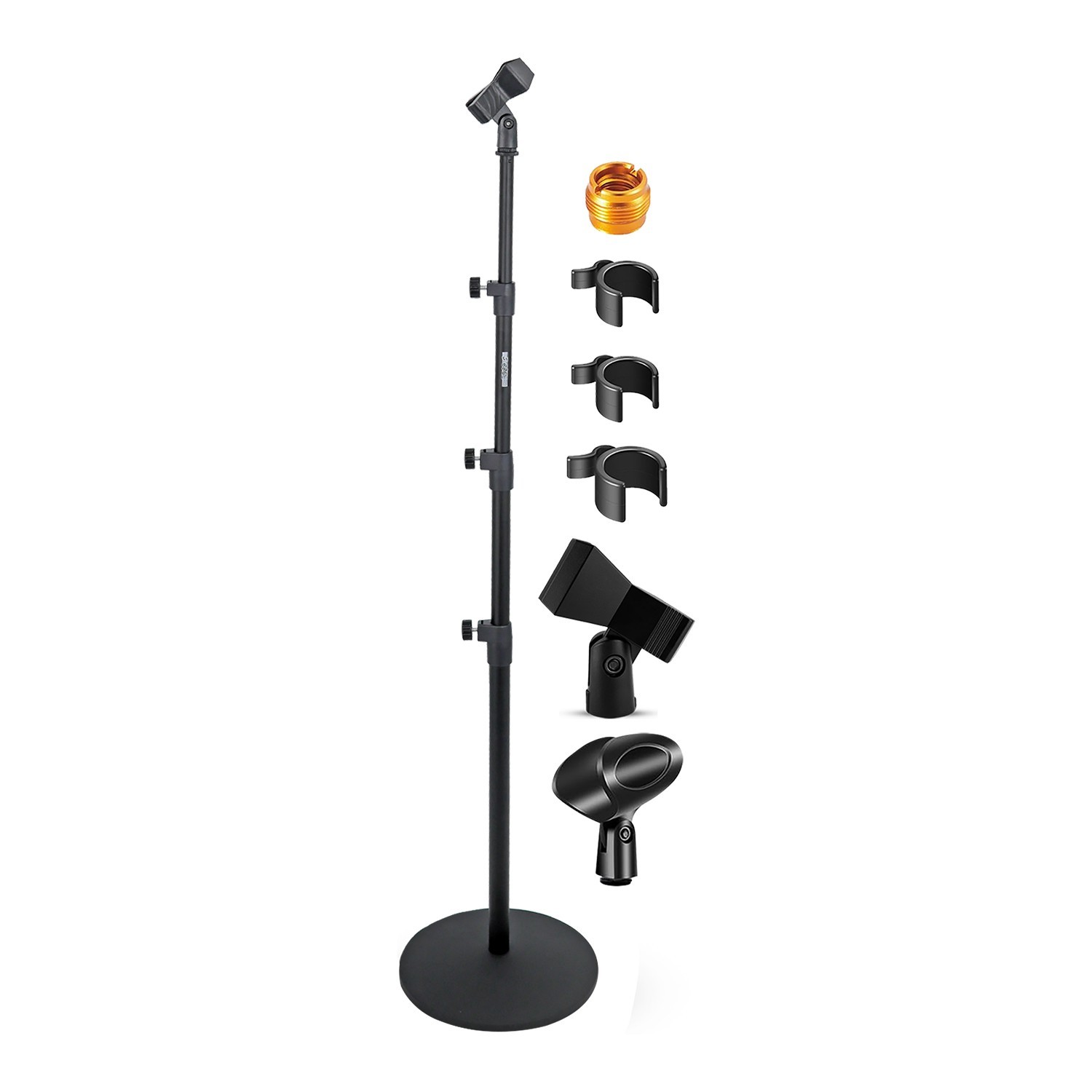 5 Core Microphone Stand 3 Height Adjustable 24-67" w Round Base Floor Mic Stands