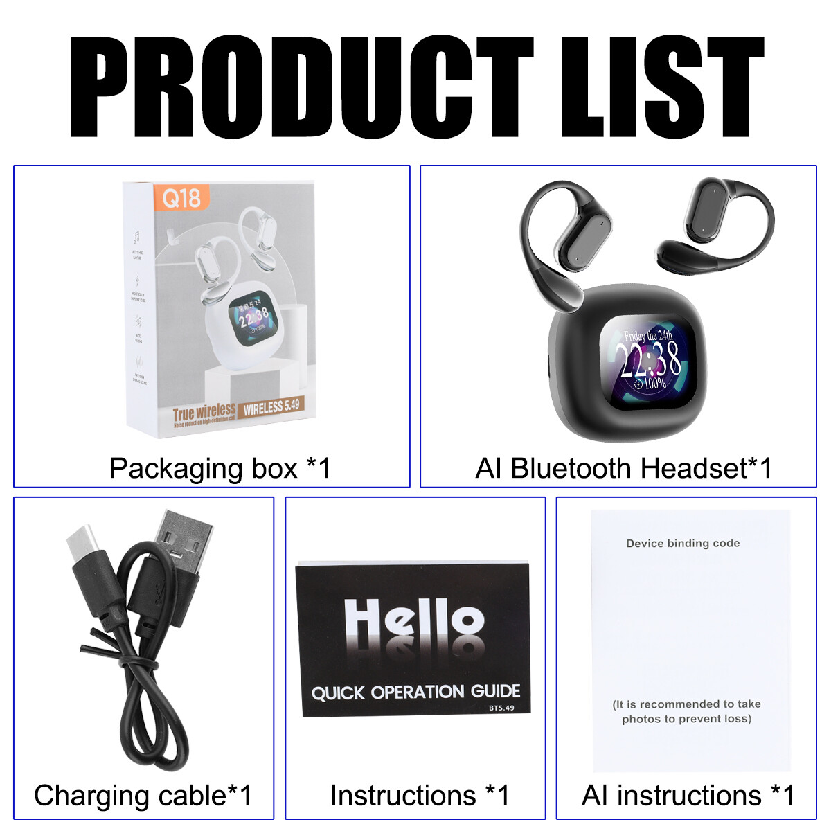 144+ Language Translator Earbuds Smart Touch Screen OWS hanging ear earbuds