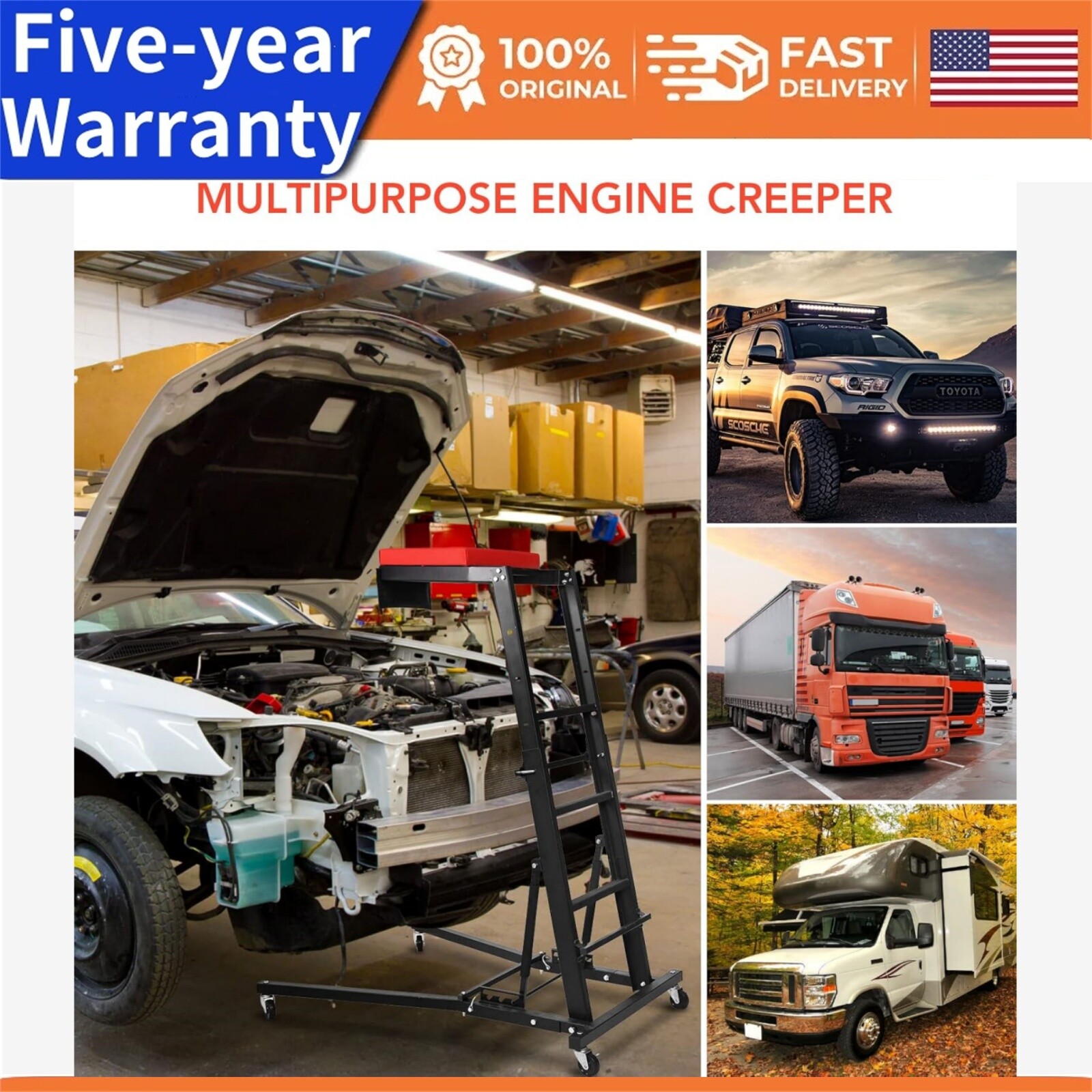 Adjustable Car Engine Creeper Thick Padded Deck Foldable Car Creeper 400 lbs