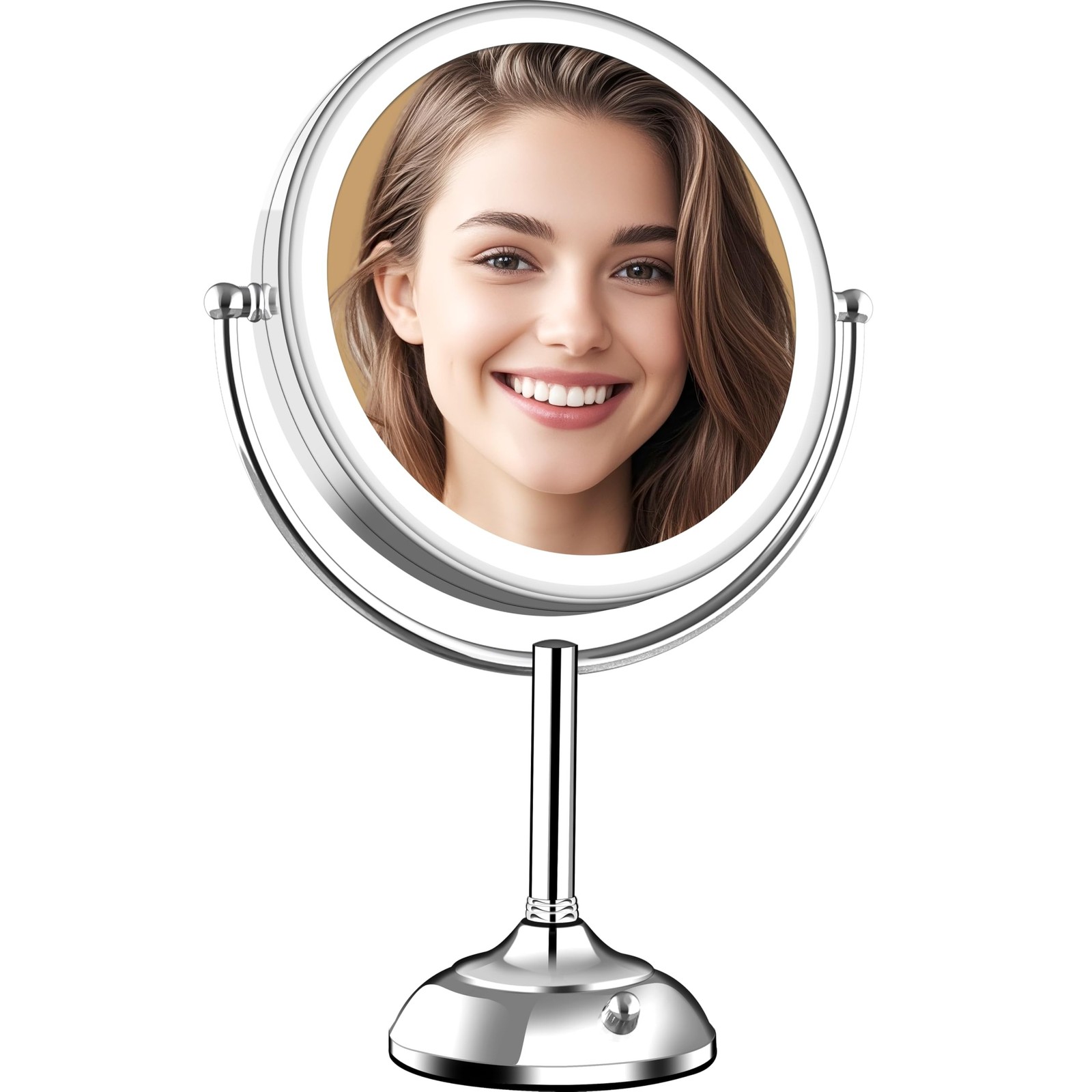 11.8" Extra Large 17" Tall Lighted Makeup Mirror, 1X/5X/10X 3-Sided Magnifyin...