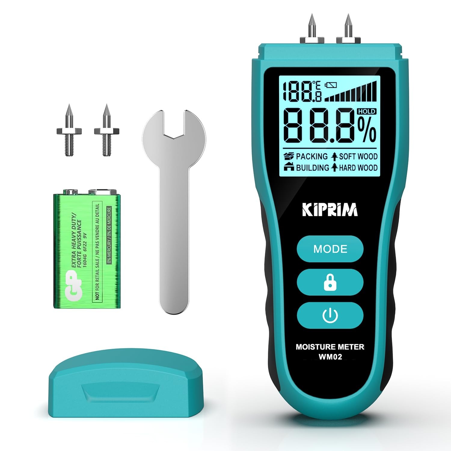 Kiprim Pin-Type Moisture Meter for Wood, Wall, Packing, Building â€“ Digital