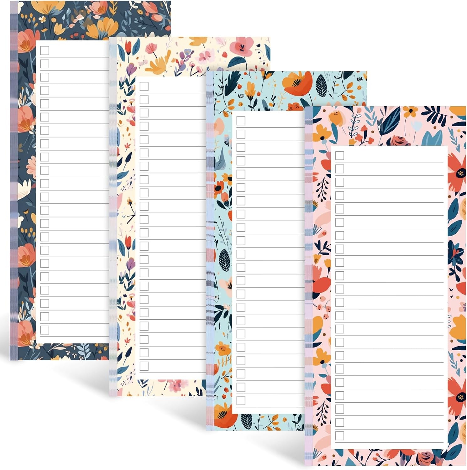 Magnetic Note Pads for Fridge, 4 Pack 200 Sheets Refrigerator Note Pad, Floral
