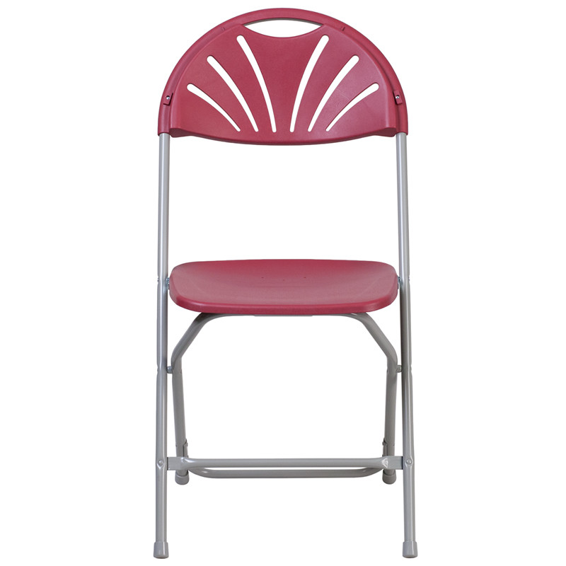 (100 PACK) 650 Capacity Commercial Grade Fan Back Burgundy Plastic Folding Chair