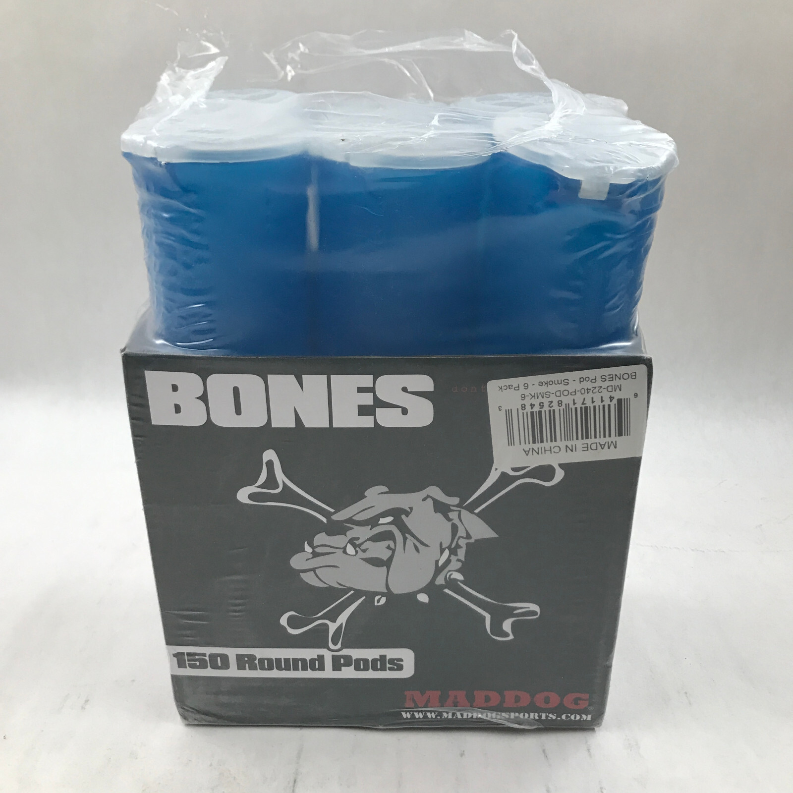 Maddog 150 Round BONES Paintball Pod - Aqua - 6 Pack