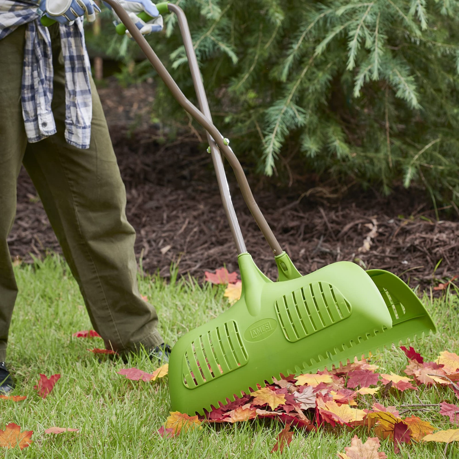 AMES Leaf Grabber Rake with Long Handle & Cushioned Grip for Leaves, Lawn Cli...