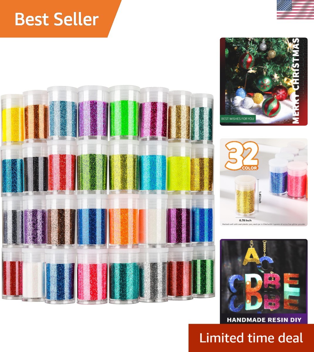 Vibrant 32 Color Glitter Set – Perfect for Crafting, Nail Art & Festival Looks