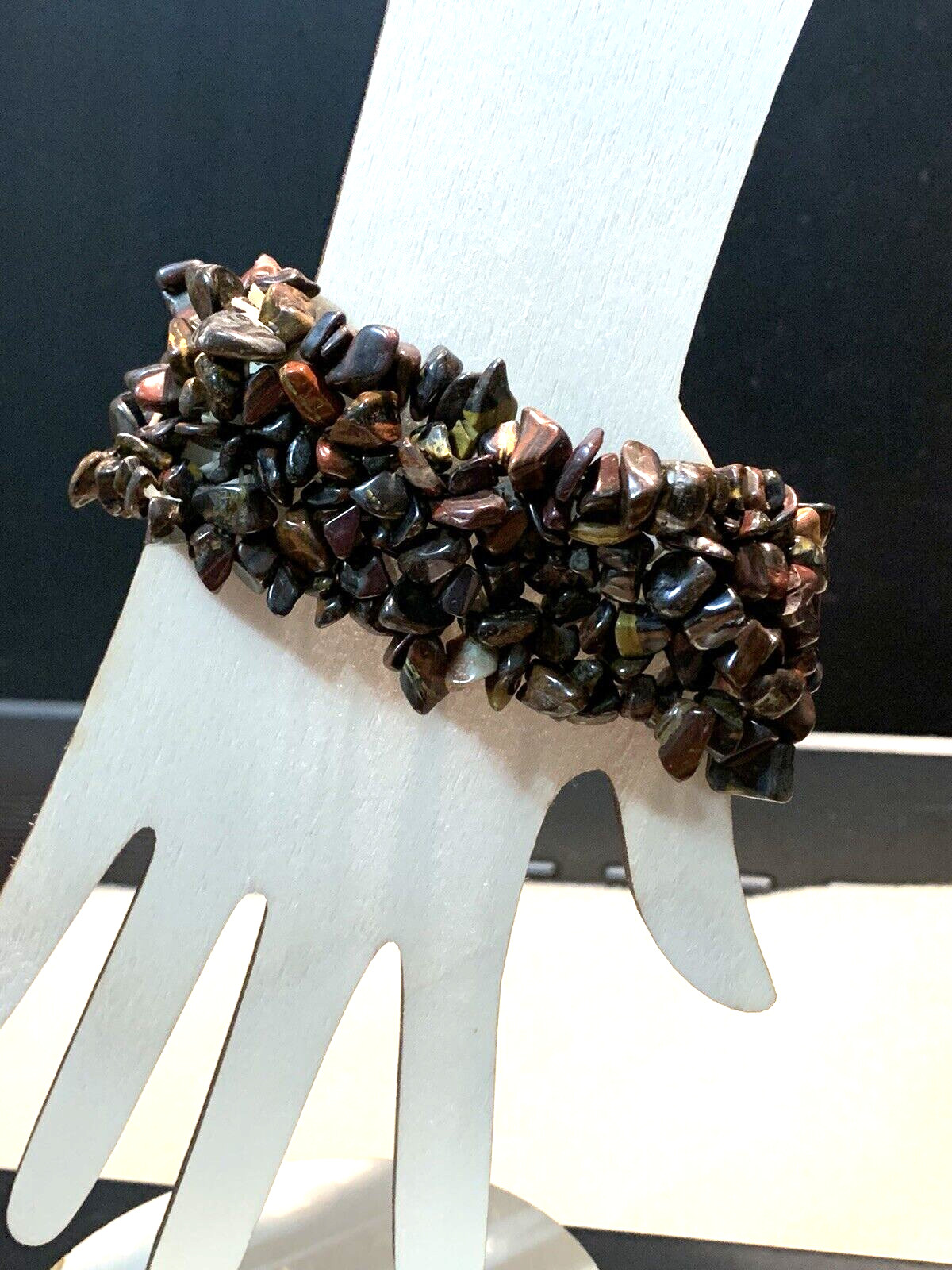 SALE*NEW ITEM- HANDCRAFTED MULTI-STRAND RED TIGER-EYE WOVEN CUFF  BRACELET