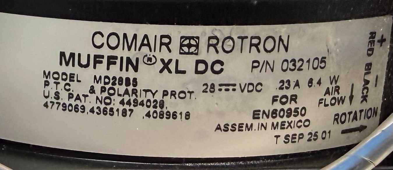 Cooling Fan MD2885 032105 w/ Serviceable Yellow Tag