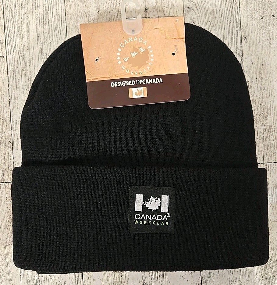 Canada Work Gear Beanie Hats 2pk Cuff Black Knit Mens NEW