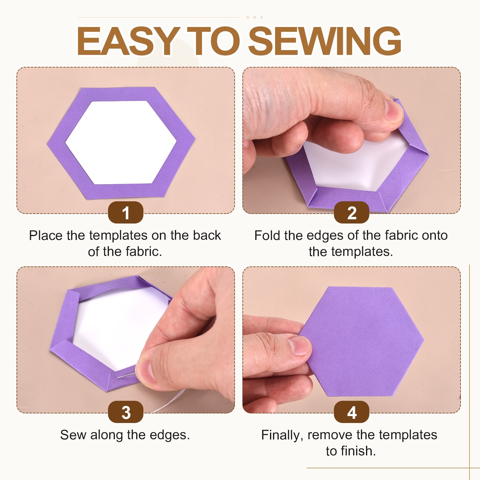 250 Pcs Hexagon Paper Piecing, 2" English Quilting Templates for Patchwork