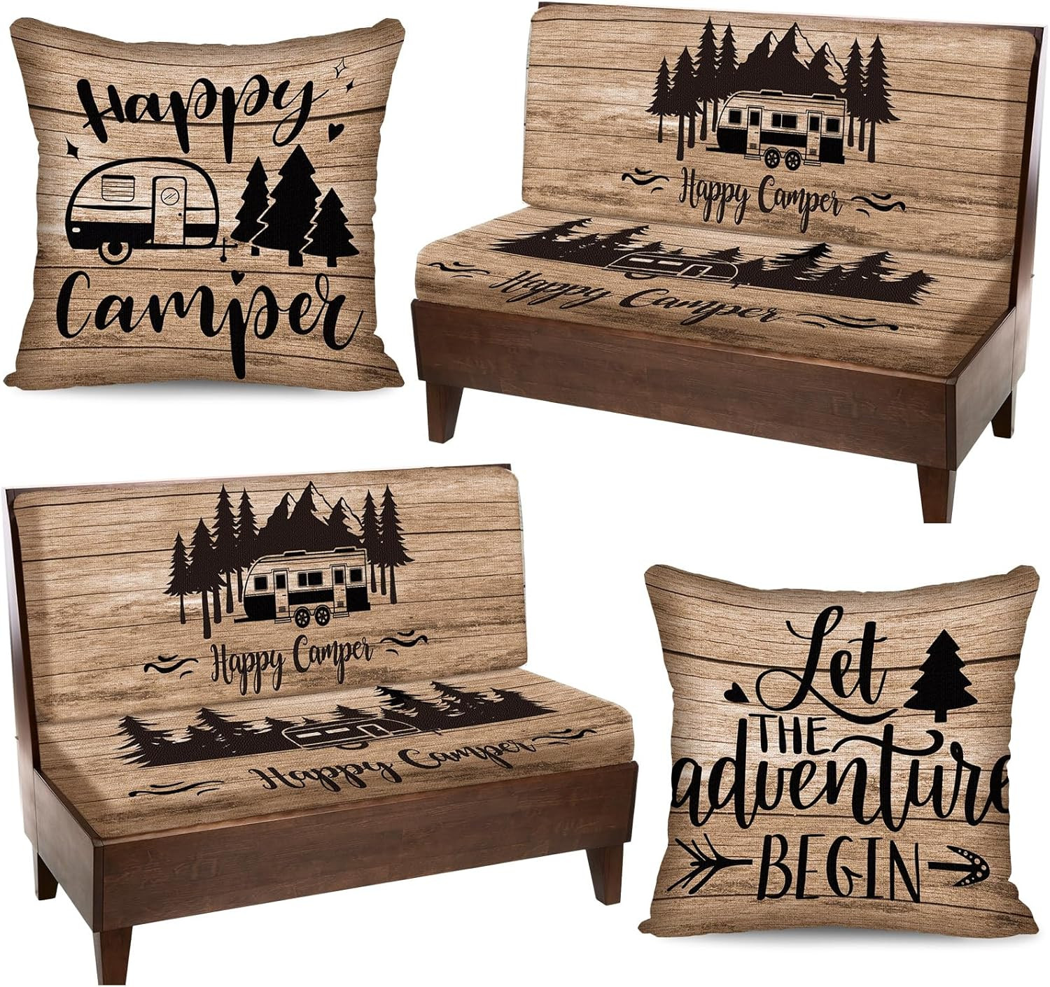2 Set RV Dinette Cushion Covers Stretch Washable RV Cushion Slipcover Replacemen