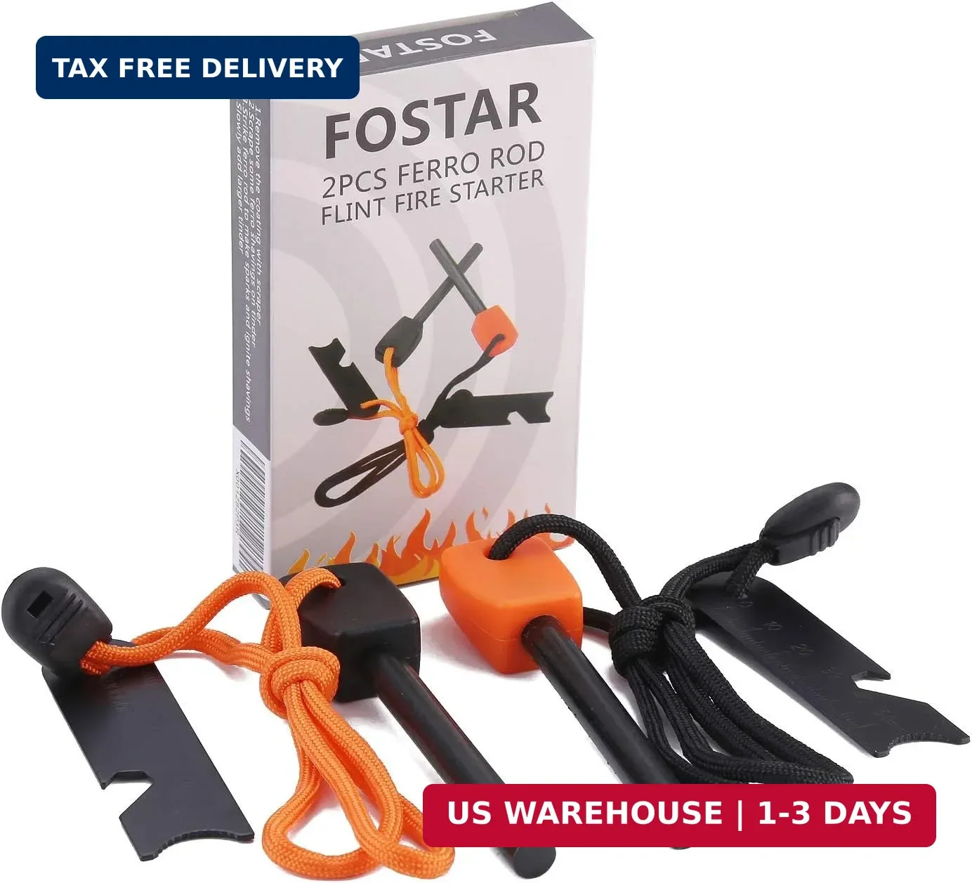 Ferrocerium Alloy Rod Fire Starter, 5/16 Inch Thick Waterproof Fire Steel
