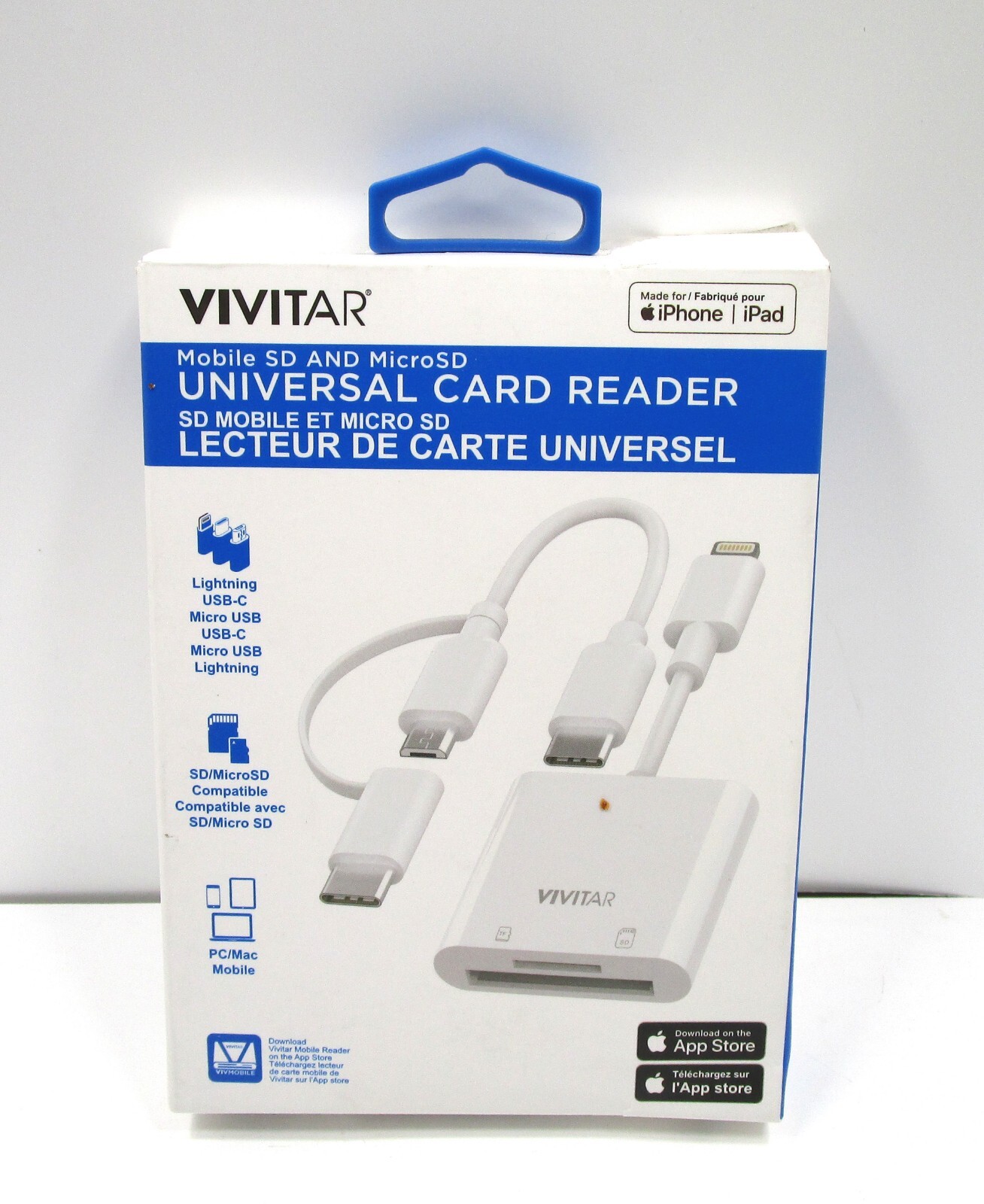 VIVITAR MOV4016-WHT Mobile SD, Micro SD and Compact Flash Card Reader (OB)