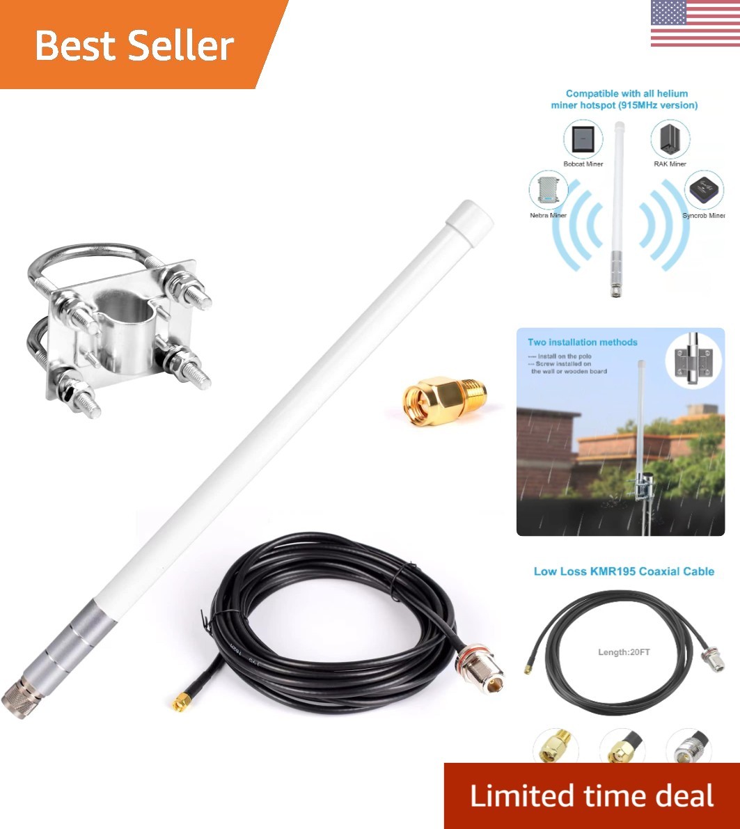 Durable 5.8dBi Waterproof Lora Antenna with 20Ft Cable for Outdoor Installations