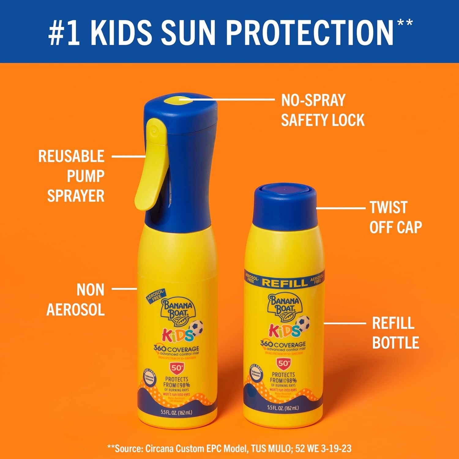 Banana Boat KIDS Advanced Control Aerosol-Free Mist Refill SPF 50+ 5.5 fl. oz.