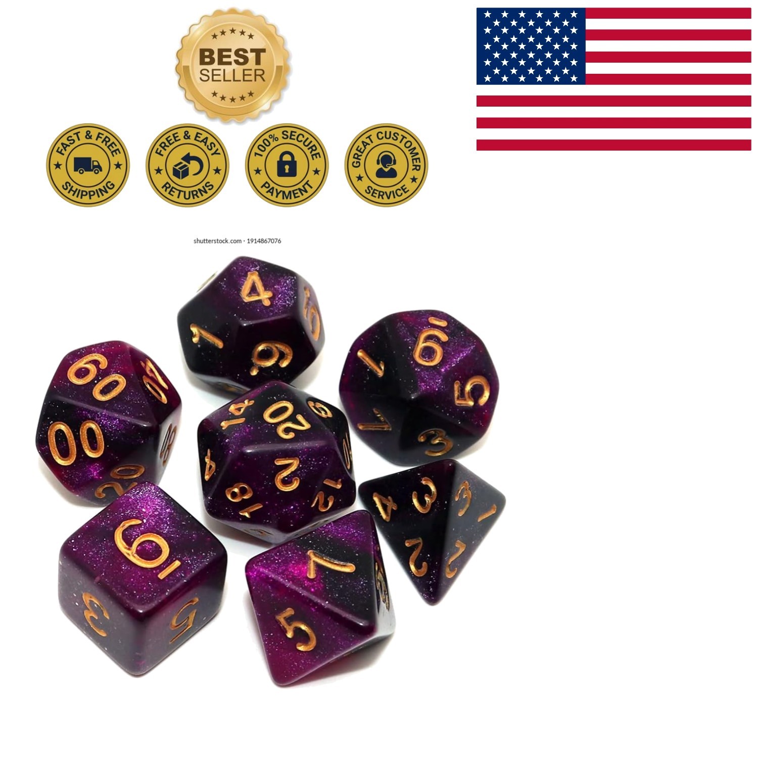 Colorful Nebula 7-Piece Acrylic Dice Set for Dungeons & Dragons - Easy Read