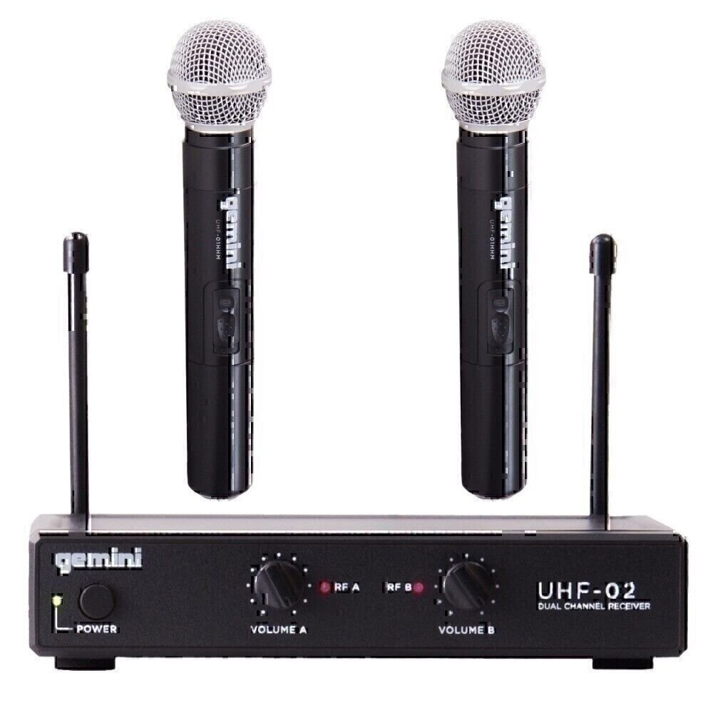 Gemini UHF-02M Pro Live Stage PA Karaoke Handheld Wireless Microphones