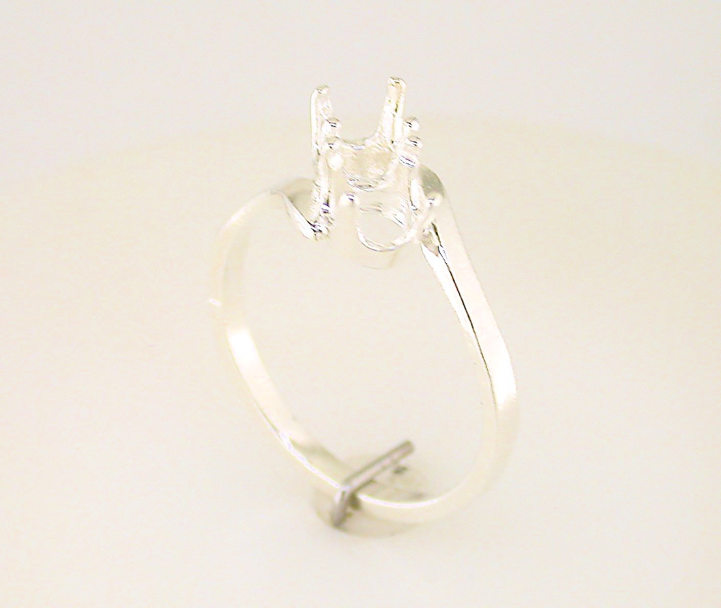 Two Stone Round Bypass Ring Setting Sterling Silver