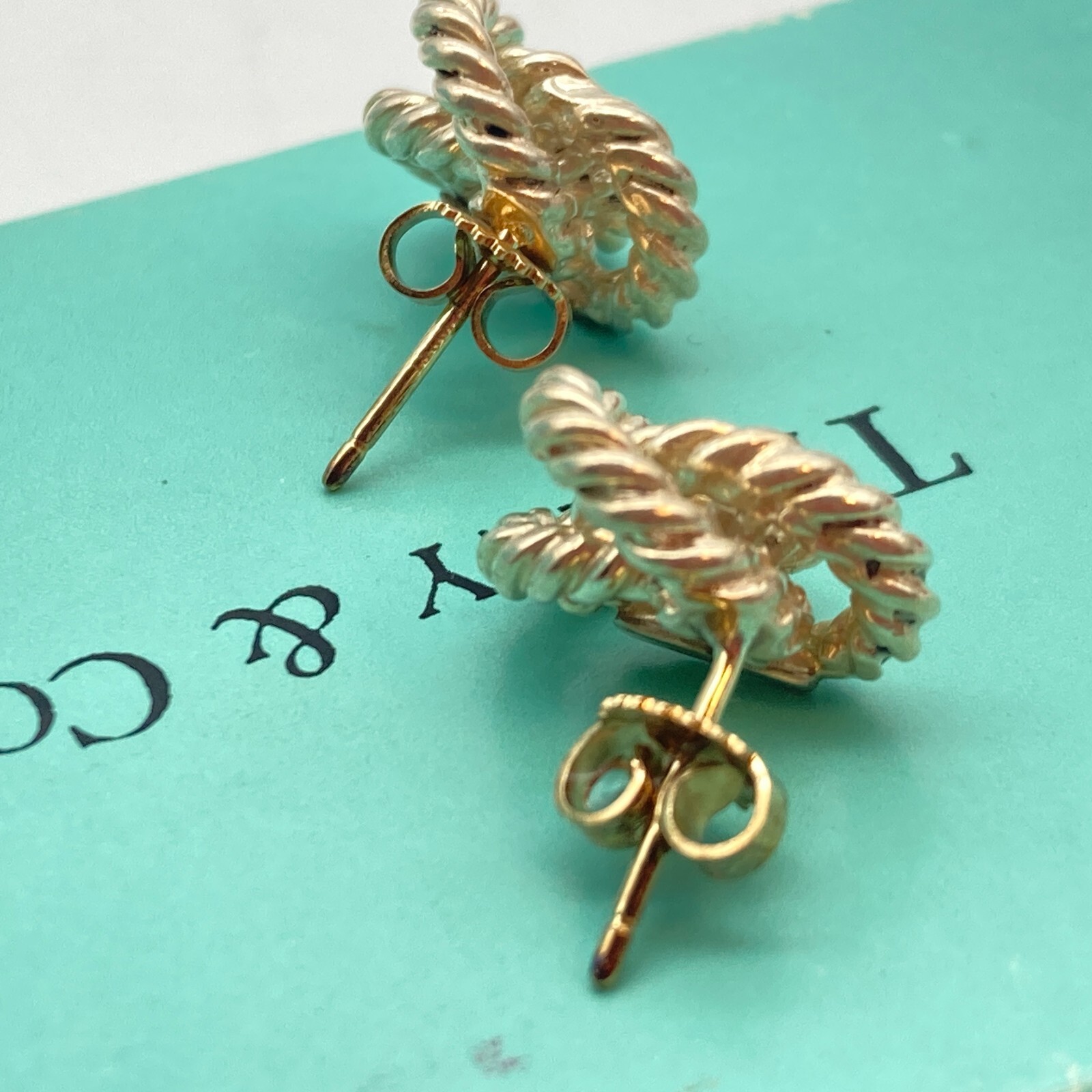 Tiffany & Co. Twist Rope Stud Earrings Gold Silver 7.0g