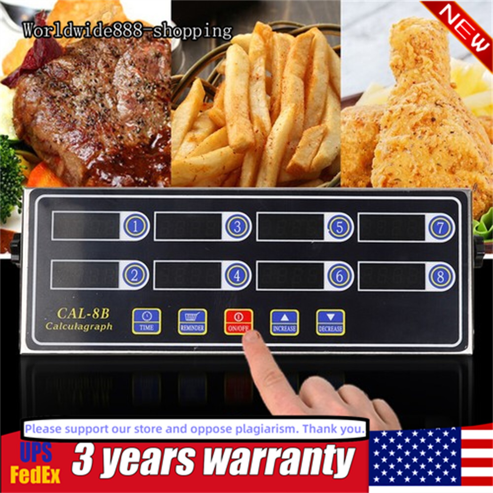 8 Channel Commercial Digital Timer Calculagraph Kitchen Loud Countdown Modern US